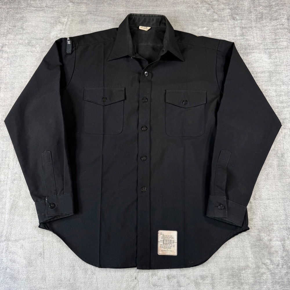 US Navy Utility Shirt Mens 17.5x36 Black Wool Blend Patron 30 Military Surplus